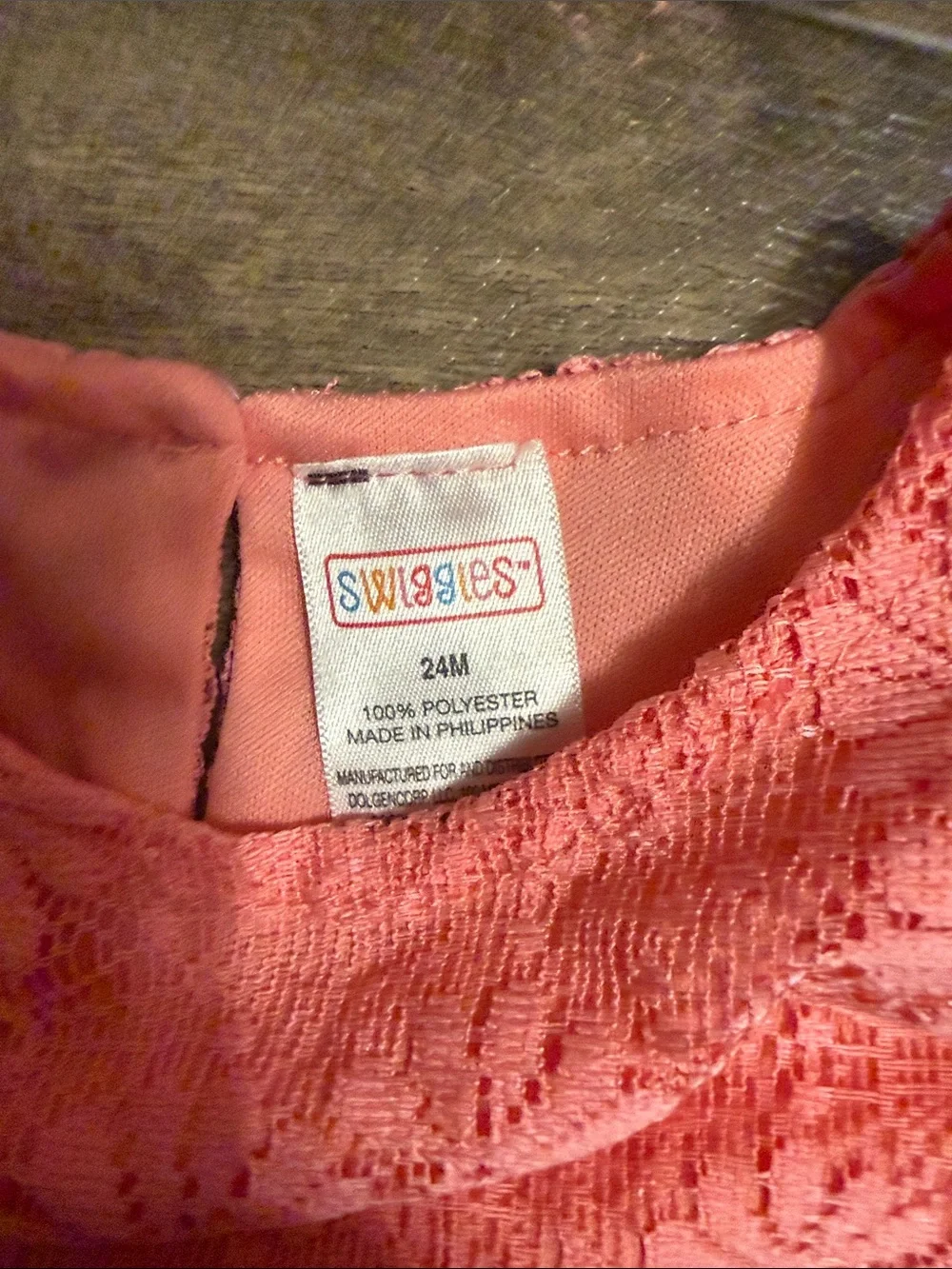 Swiggles Coral Lace Dress with Daisy Trim